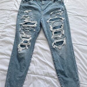 American Eagle Outfitters Sky Blue Ripped Skinny Jeans